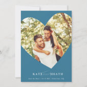 Invitation SAVE THE DATE photo moderne élégant coeur denim (Devant)