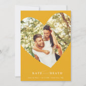 Invitation SAVE THE DATE photo moderne élégant coeur jaune (Devant)