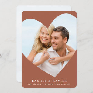Invitation SAVE THE DATE photo moderne mignon cadre coeur mar
