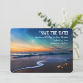 Invitation Save the Date Romantic Beach Fantasy Starfish (Debout devant)