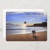 Invitation Save the Date Romantic Couple on Beach (Devant / Derrière)