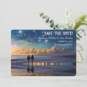 Invitation Save the Date Romantic Couple on Beach (Debout devant)