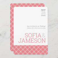 SAVE THE DATE simple moderne type corail rose gris