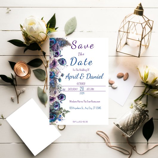 Invitation "Save The Date" sur le thème floral de