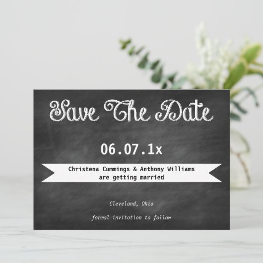 Invitation Save The Date Tableau Noir (Debout devant)
