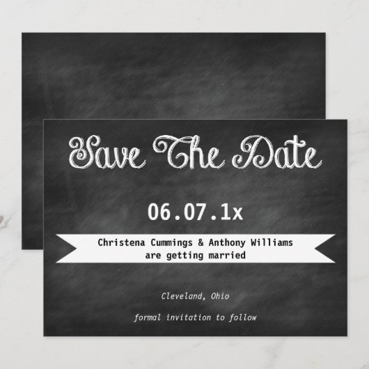 Invitation Save The Date Tableau Noir (Devant / Derrière)