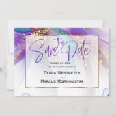 Invitation Save the date | Turquoise Abstrait violet Abstrait (Devant)