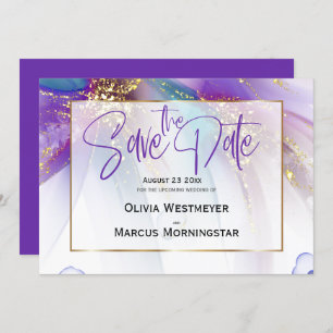 Invitation Save the date   Turquoise Abstrait violet Abstrait