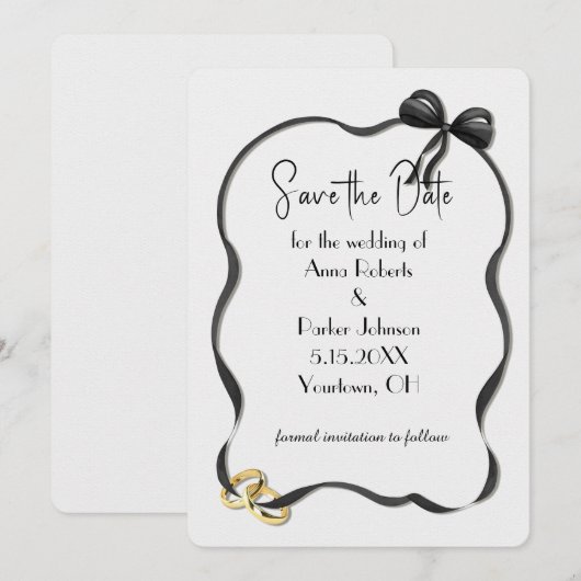 Invitation Save the Date Wedding Frame On White (Devant / Derrière)