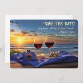 Invitation Save the Date Wine on the Beach Sunset (Devant / Derrière)