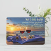 Invitation Save the Date Wine on the Beach Sunset (Debout devant)