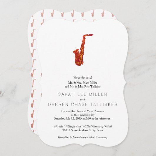 Invitation Saxophone (Devant / Derrière)