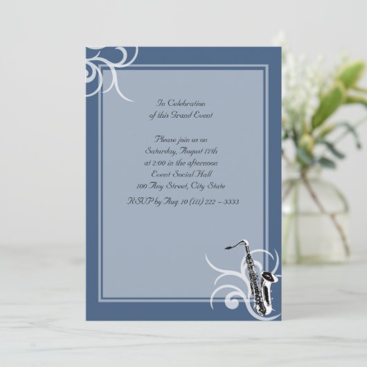Invitation Saxophone Couleur complète (Debout devant)