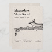 Invitation Saxophone de musique vintage (Devant / Derrière)