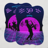 Invitation Saxophone Man 30th Birthday Music Jam Musiciens (Devant / Derrière)