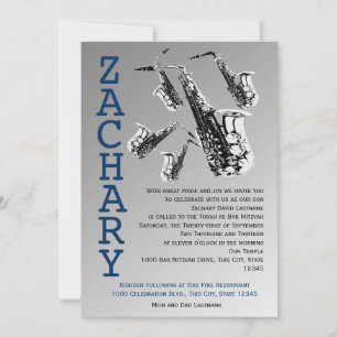 Invitation Saxophone Music Bar Mitzvah