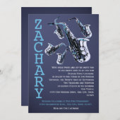 Invitation Saxophone Music Bar Mitzvah (Devant / Derrière)