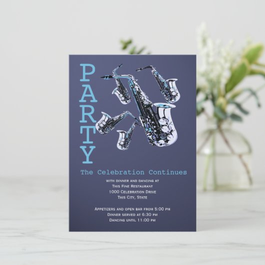 Invitation Saxophone Music Bar Mitzvah Réception (Debout devant)