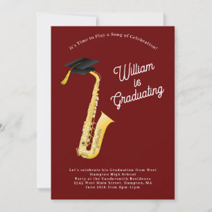 Invitation Saxophone Musicien Graduation Party Musique
