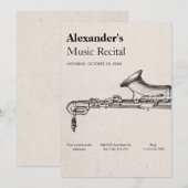 Invitation Saxophone musique vintage  (Devant / Derrière)