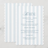 Invitation Scalloped Edge Timeless Blue Stripes Menu Card (Devant / Derrière)