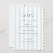 Invitation Scalloped Edge Timeless Blue Stripes Menu Card (Devant)