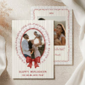 Invitation Scalloped Frame + Bow Holiday Photo Card