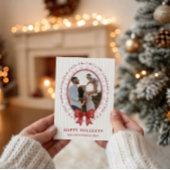 Invitation Scalloped Frame + Bow Holiday Photo Card