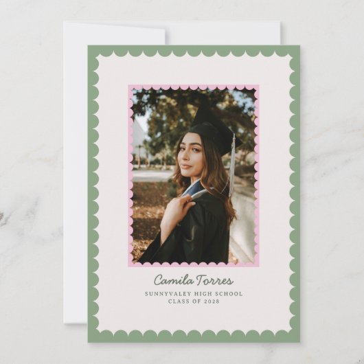 Invitation Scalloped Frame Graduation Photo Announcement (Devant)