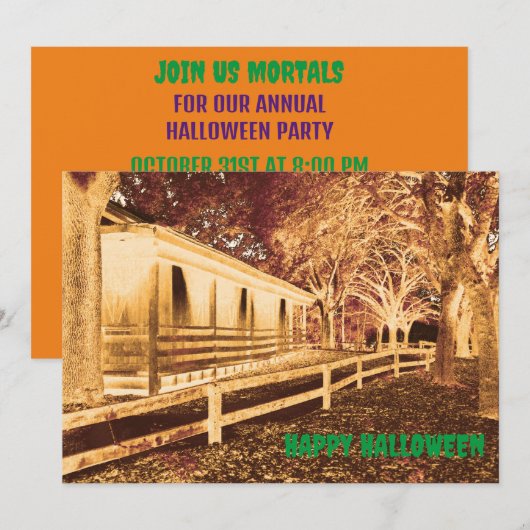 Invitation Scandale Black and Orange Cabine Woods Halloween P (Devant / Derrière)