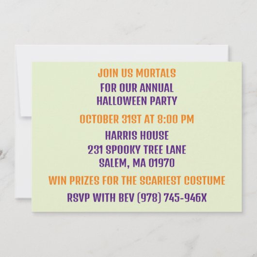 Invitation Scandale Black and White Cabine Woods Halloween Pa (Dos)