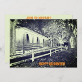 Invitation Scandale Black and White Cabine Woods Halloween Pa (Devant / Derrière)