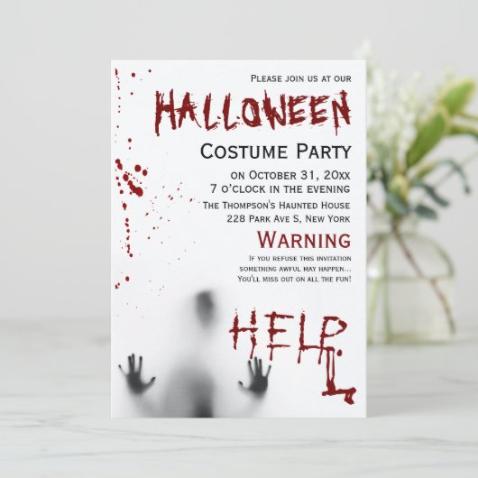 Invitation Scandale Moderne Sanglant Halloween Costume Party (Debout devant)