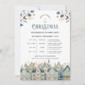 Invitation Scandi Blue Progressive Christmas Dinner Party (Devant)