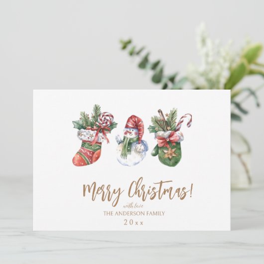 Invitation Scandi élégant script moderne Noël (Debout devant)