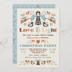 Invitation Scandi Folk art Amour et Fête de Noël Lumière