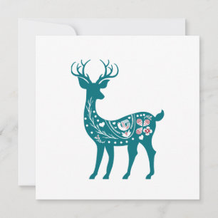 Invitation Scandia Noël Rouge et Bleu Nordic Deer Scandia
