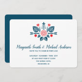 Invitation Scandinave  Amour en rouge et bleu | Mariage (Devant / Derrière)