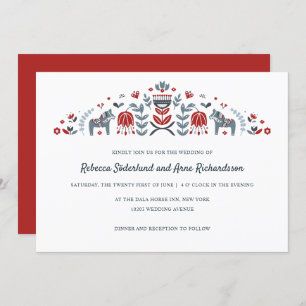 Invitation Scandinave folk Art Dala Horse Mariage