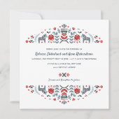 Invitation Scandinave folk Art Dala Horse Mariage (Devant)