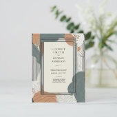 Invitation Scandinave Japandi Mariage Abstrait Sage Brown (Debout devant)