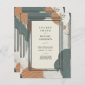 Invitation Scandinave Japandi Mariage Abstrait Sage Brown (Devant / Derrière)