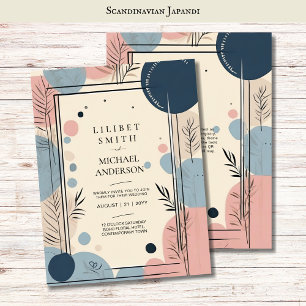Invitation Scandinave Japandi Mariage thème Blush Blue