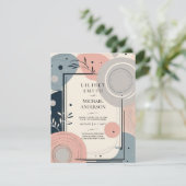 Invitation Scandinave Japandi Mariage thème Blush Blue (Debout devant)