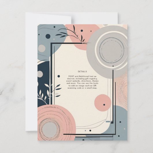Invitation Scandinave Japandi Mariage thème Blush Blue (Dos)
