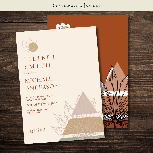 Invitation Scandinave Japandi Moderne Abstrait Dates d'enregi