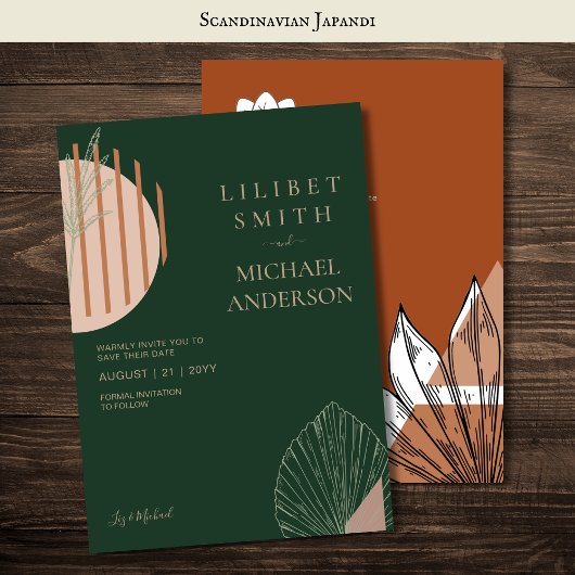 Invitation Scandinave Japandi Moderne Abstrait Dates d'enregi