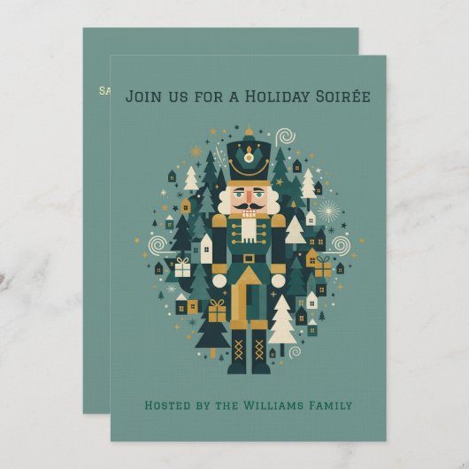 Invitation Scandinavian Christmas Nutcracker (Devant / Derrière)