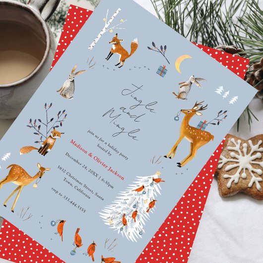 Invitation Scandinavian Woodland Animals Christmas Party