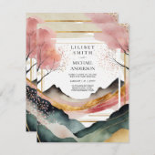 Invitation Scandinavie Japandi Mariage Nature Abstraite (Devant / Derrière)